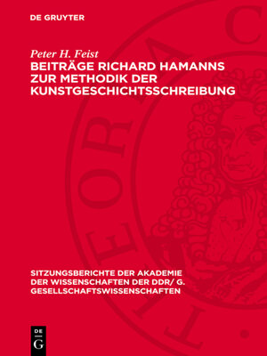 cover image of Beiträge Richard Hamanns zur Methodik der Kunstgeschichtsschreibung
